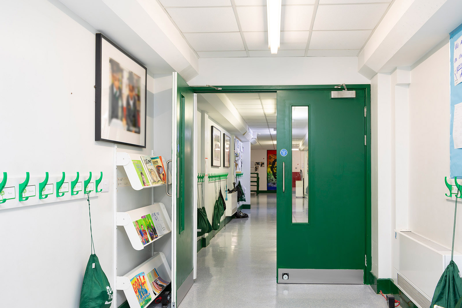 Fire Doors in a Primary School Corridor in London Borough of Brent